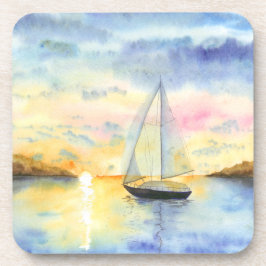 Zee bij zonsondergang bier onderzetter