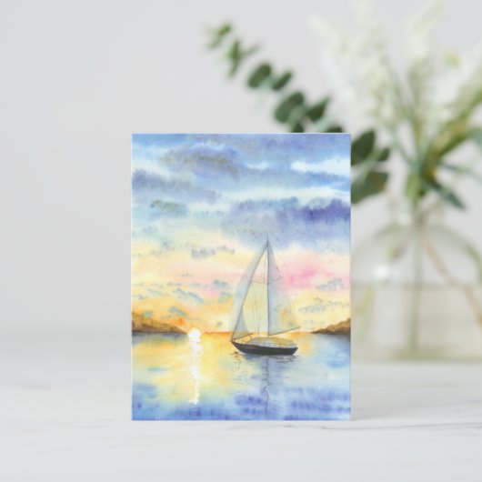 Zee bij zonsondergang briefkaart (Staand voorkant)