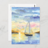 Zee bij zonsondergang briefkaart (Voorkant / Achterkant)