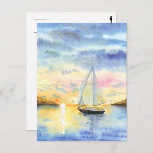 Zee bij zonsondergang briefkaart (Voorkant / Achterkant)