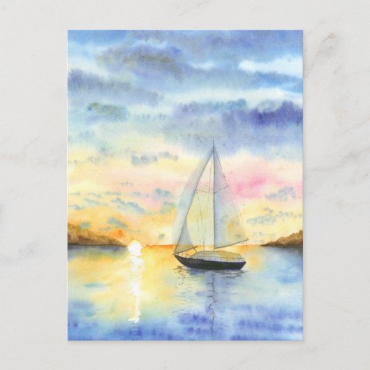 Zee bij zonsondergang briefkaart (Voorkant)