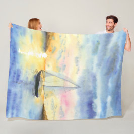 Zee bij zonsondergang fleece deken
