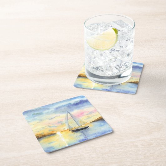 Zee bij zonsondergang kartonnen onderzetters (Insitu)