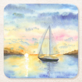 Zee bij zonsondergang kartonnen onderzetters