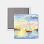 Zee bij zonsondergang magneet (Voorkant / Achterkant)