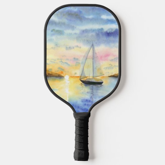 Zee bij zonsondergang pickleball paddle (Achterkant)