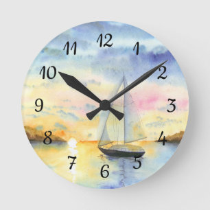 Zee bij zonsondergang ronde klok
