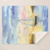 Zee bij zonsondergang sherpa deken (Voorkant (horizontaal))