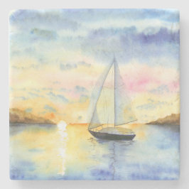 Zee bij zonsondergang stenen onderzetter