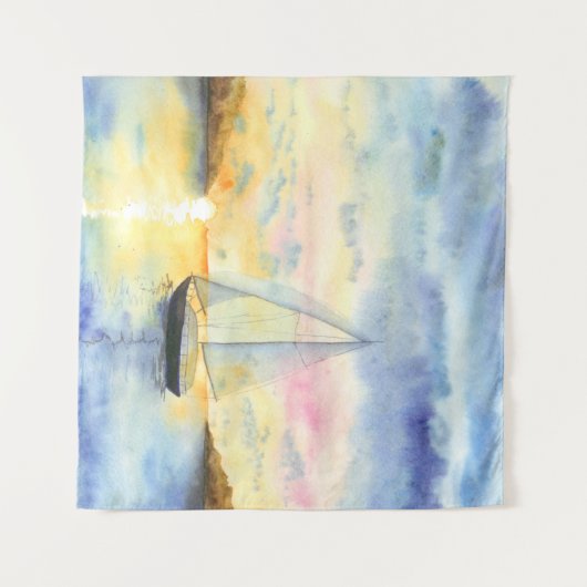 Zee bij zonsondergang wandkleed (Voorkant (horizontaal))