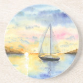 Zee bij zonsondergang zandsteen onderzetter (Voorkant)