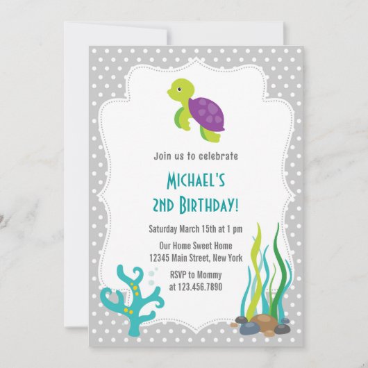 Zee - Birthday Party Invitation Kaart (Voorkant)