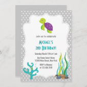 Zee - Birthday Party Invitation Kaart (Voorkant / Achterkant)