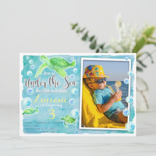 Zee - Birthday - uitnodiging (Staand voorkant)