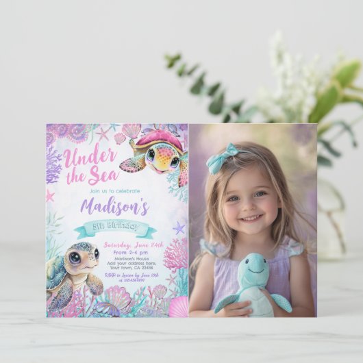 Zee - Birthday - uitnodiging (Staand voorkant)