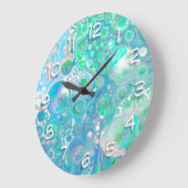 Zee Blauw Abstracte belletjes Grote Klok (Hoek)