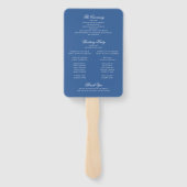 Zee Blauw Botanische Monogram Kreeft Trouwprogramm Handwaaier (Achterkant)