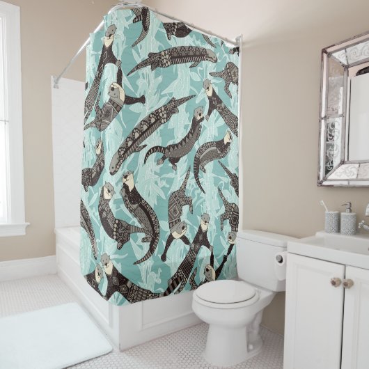 zee blauw douchegordijn (In situ)