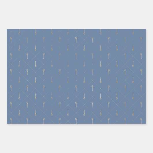 Zee Blauw en Goud Zeepaardje Trident Zeemeermin Sc Inpakpapier Vel (Voorkant 3)