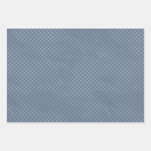 Zee Blauw en Goud Zeepaardje Trident Zeemeermin Sc Inpakpapier Vel (Voorkant)