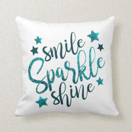 Zee Blauw Faux Sparkle Kussen voor Haar