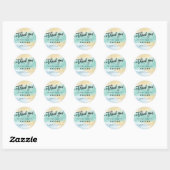Zee Blauw Gouden Waterverf Dank u Bruiloft Sticker (Vel)