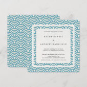 Zee Blauw Groen Stijlvolle Golven Modern Weddensch Kaart (Voorkant / Achterkant)