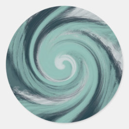 Zee Blauw Groene Oceaan Storm Spiraalgolf Ronde Sticker