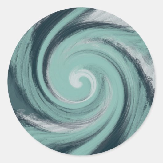 Zee Blauw Groene Oceaan Storm Spiraalgolf Ronde Sticker (Voorkant)