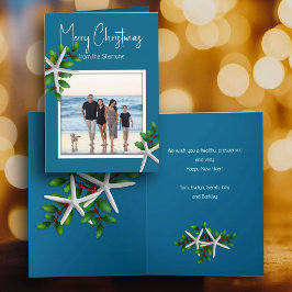 Zee Blauw Kerstmis Fotobericht Gevouwen Kaarten