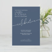 Zee blauw · Modern minimalistisch script bruiloft Kaart (Staand voorkant)