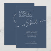 Zee blauw · Modern minimalistisch script bruiloft Kaart (Voorkant / Achterkant)
