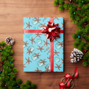 Zee blauw staartwapel kerstpapier cadeaupapier