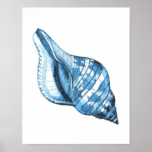 Zee blauw van het kuststrand van de oceaan poster