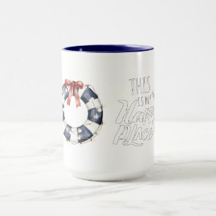 Zee Blauw Wit Rood Boog Gelukkige Plaats Drijvende Mok