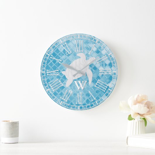 Zee Blauw Zee Glasmonogram Grote Klok (Huis)