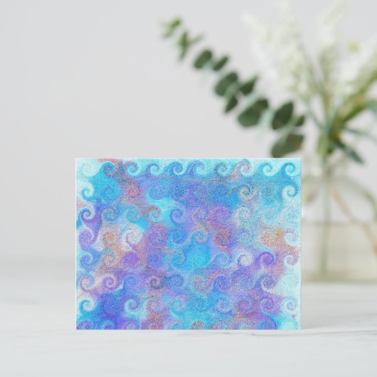 Zee Blauwe Curls Briefkaart (Staand voorkant)