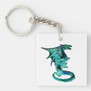 Zee Blauwe Draak Oceaan Fantasie Mythisch Wezen Sleutelhanger