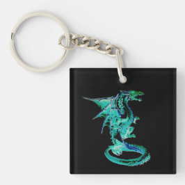 Zee Blauwe Draak Oceaan Fantasie Mythisch Wezen Sleutelhanger