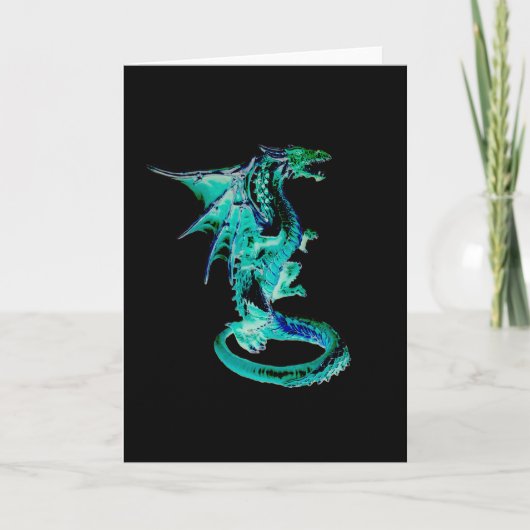 Zee Blauwe Fantasie Water Draak Kaart (Voorkant)