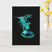 Zee Blauwe Fantasie Water Draak Kaart (Gele Bloem)