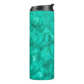 Zee blauwe golflengte vloeibare achtergrond thermosbeker (Gedraaid links)