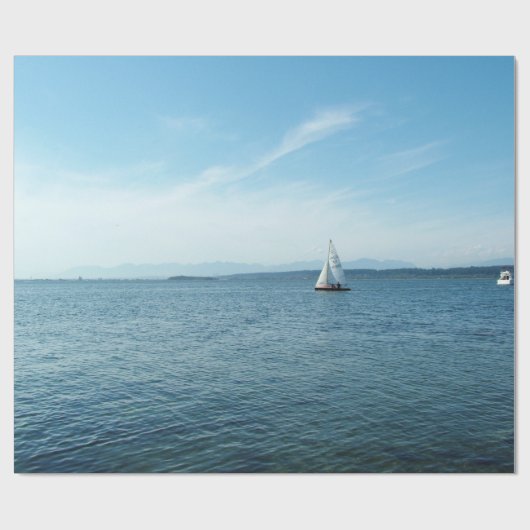 zee, blauwe lucht en cadeau voor witte boten cadeaupapier (Vlak)