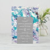 Zee blauwe paarse penseeldruppels elegante kraftbr kaart (Staand voorkant)