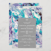 Zee blauwe paarse penseeldruppels elegante kraftbr kaart (Voorkant / Achterkant)