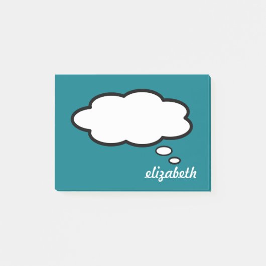 Zee Blauwe Praatballon Gepersonaliseerde Naam Post-it® Notes (Voorkant)