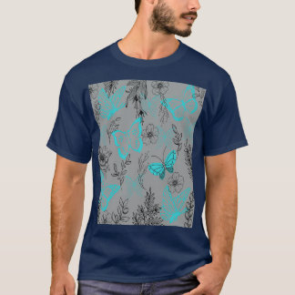 Zee blauwe vlinders in het ultieme grijze bos t-shirt