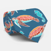 Zee Blauwe Zeeschildpadden Stropdas (Opgerold)