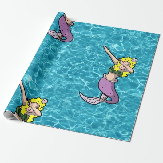 zee blonde buikzeemeermin cadeaupapier (Uitgerold)