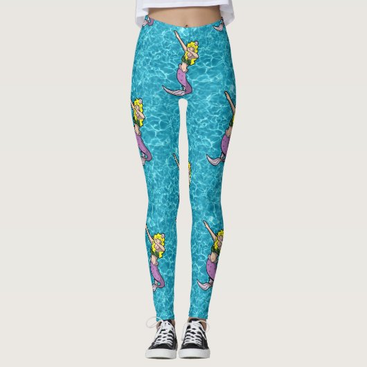 zee blonde buikzeemeermin leggings (Voorkant)